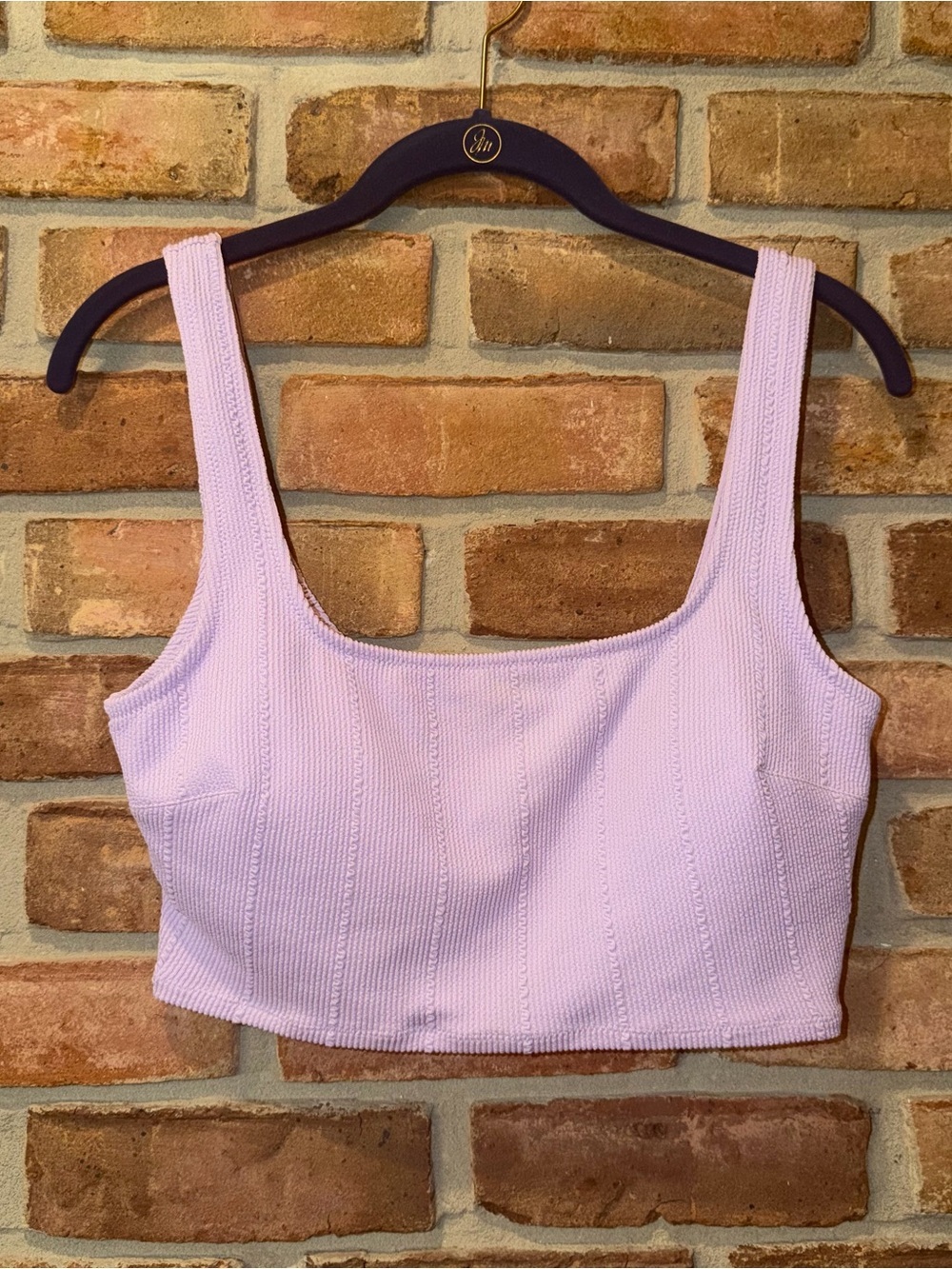 🌊 Aerie Purple Ribbed Scoop Bikini Top – Size Large 🌊